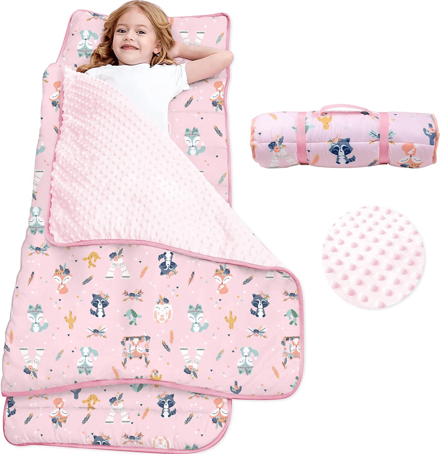 Nap Mat Toddler Nap Mat with Pillow & Fleece Blanket 55''*23''*2