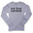 thumbnail image 1 of Nap Team Captain - Hilarious Simple Graphic Men's Long Sleeve Grey T-Shirt, 1 of 2