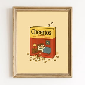 Nap Time Cereal Box Whimsical Kitchen Unframed Paper Print