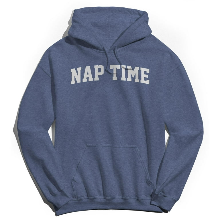 Nap Time Graphic Navy Heather Men's Cotton Pullover Hoodie