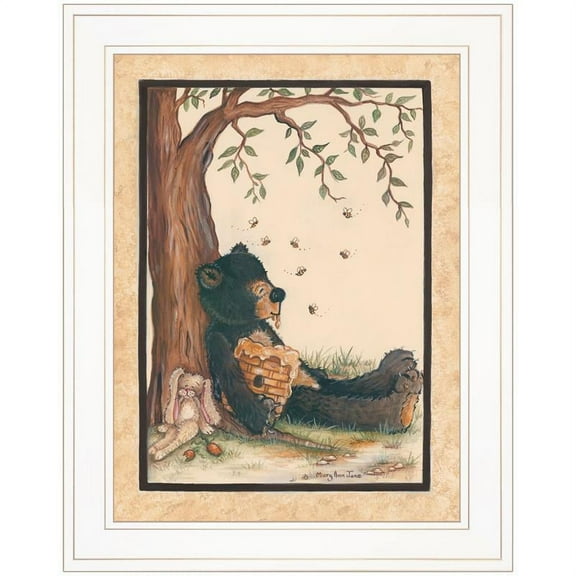 Nap Time by Mary June Printed White Framed Wall Art Wood Multi-Color