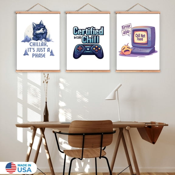 Nap Zone Essentials Set of 3 Magnetic Wood Frame Hanger by Dancing Littles Jungle - Size 17.5x24 Inch