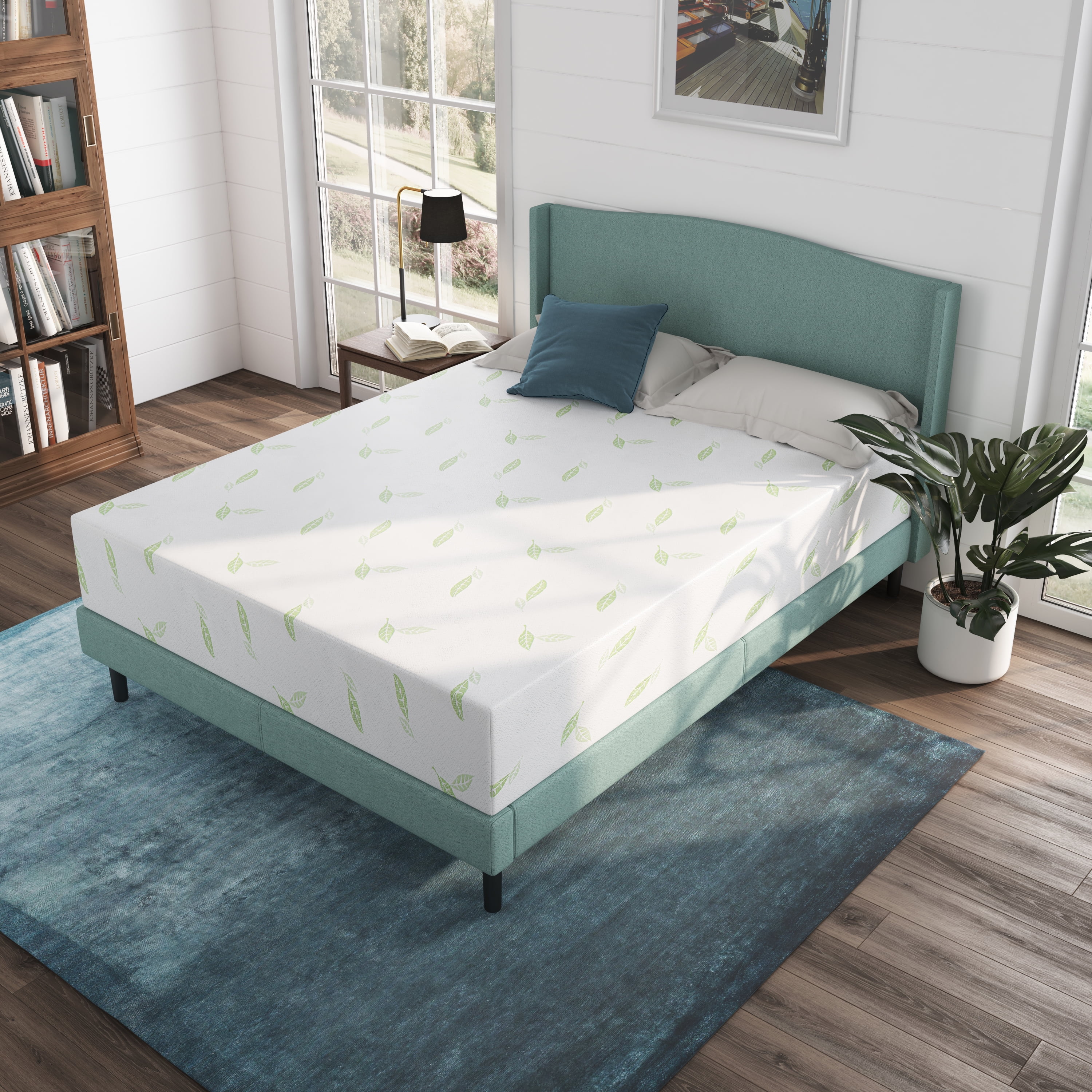 NapQueen Anula 10" Twin XL Mattress, Green Tea Infused Memory Foam Mattress, Bed In a Box, Adult
