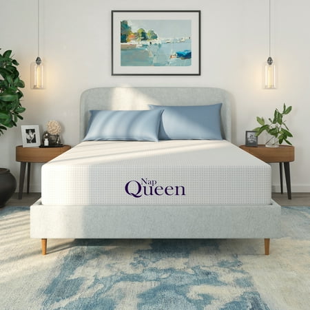 NapQueen Margaret 10" Charcoal Memory Foam Mattress, Queen, W/ Antimicrobial Cover