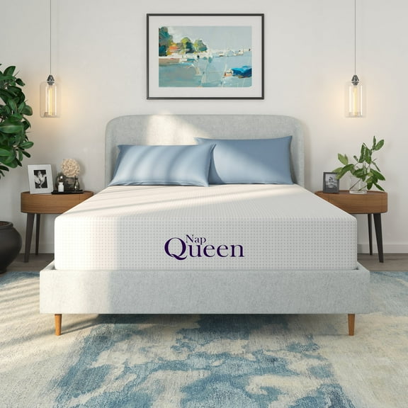 NapQueen Margaret 8" Queen Mattress, Charcoal Infused Memory Foam, Mattress in a Box, Adult