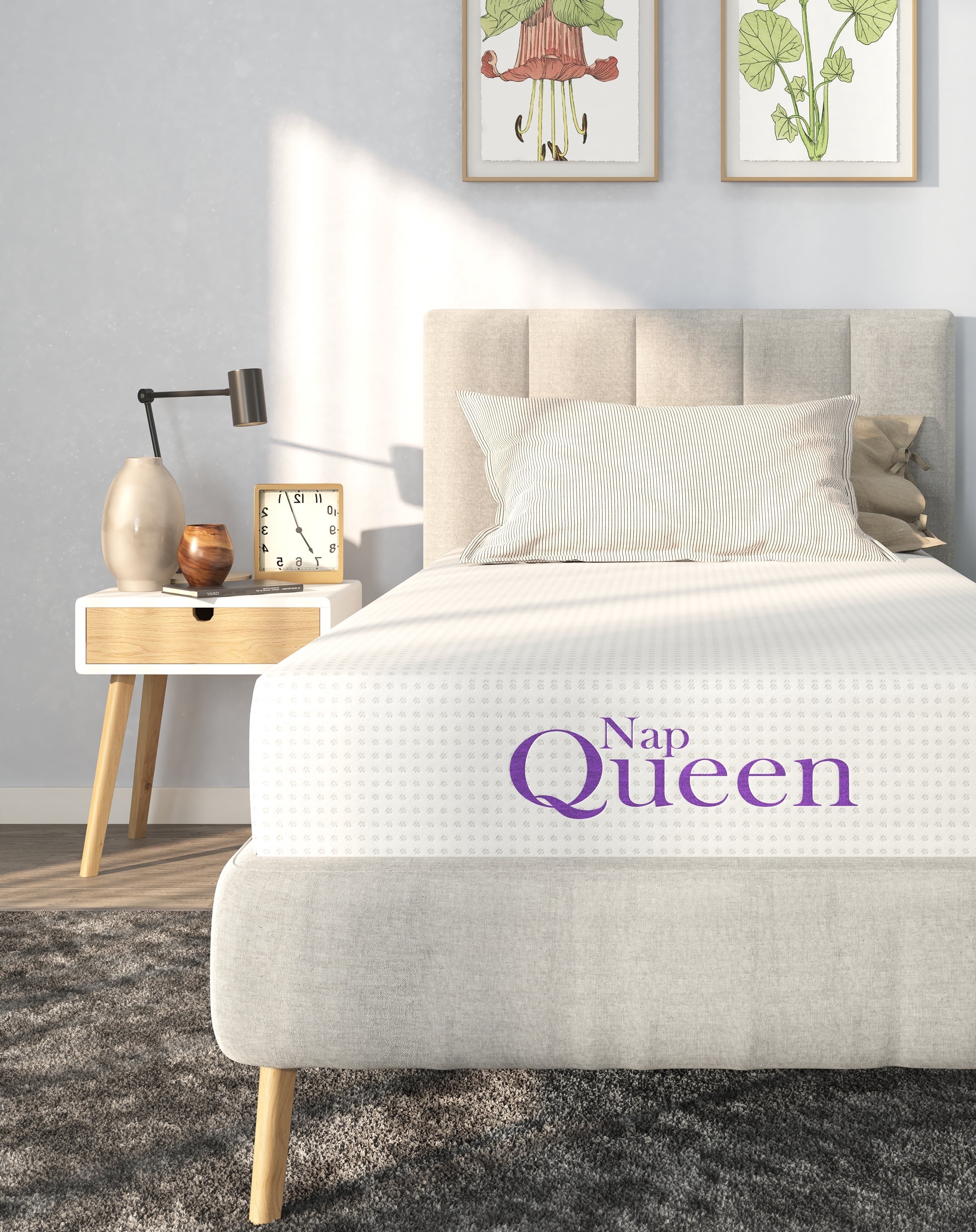 NapQueen Twin Mattress, 8 Inch Charcoal Memory Foam Mattress, CertiPUR-US Certified, Mattress in a Box