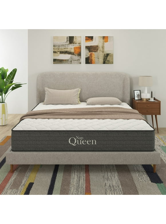 NapQueen Victoria 10" Medium Firm, Hybrid of Cooling Gel Infused Memory Foam and Pocket Spring Mattress, King Size
