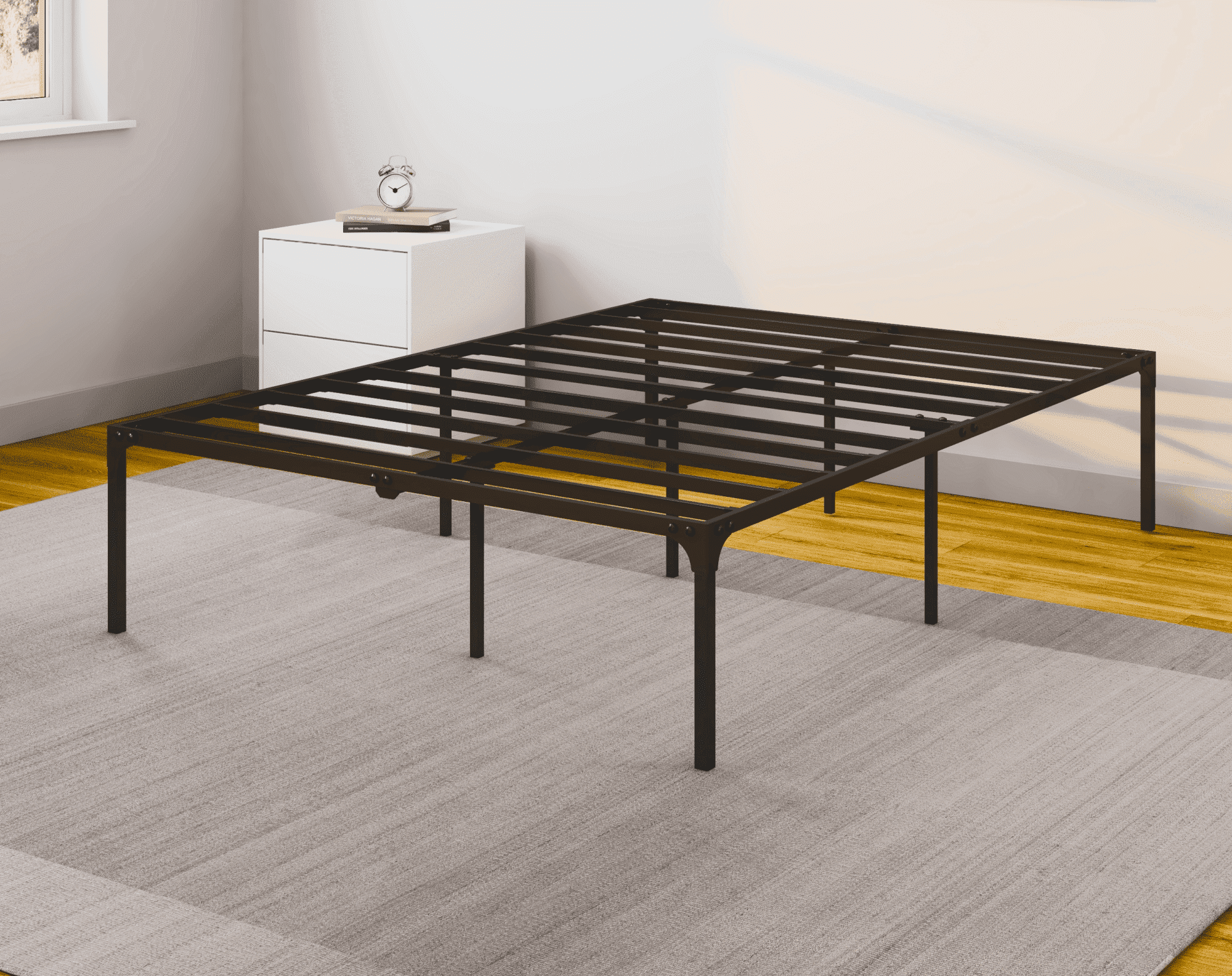 NapQueen ZETA Heavy Duty Easy Assembly Metal Platform Bed Frame, Queen Size