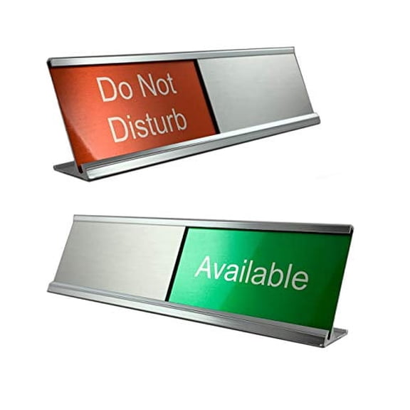 NapTags 8" x 2" Slider Desktop Sign, Do Not Disturb/Available (Silver)