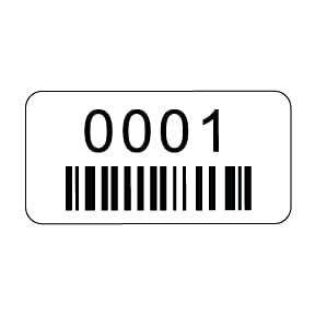 NapTags Pre-Printed Consecutively Numbered Labels with Barcode for Warehouse Organization, Inventory Tracking, 2 inches x 1 inch, 1/8 inch Rounded Corners, White Vinyl with Matte L