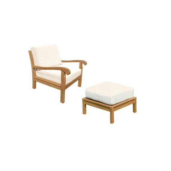 Napa 2 Pc Lounge Chair Set: Lounge Chair & Ottoman With Cushions in Sunbrela Fabric #5404 Canvas Natural