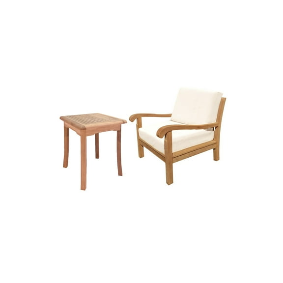 Napa 2 Pc Lounge Chair Set: Lounge Chair & Side Table With Cushions in Sunbrela Fabric #5404 Canvas Natural