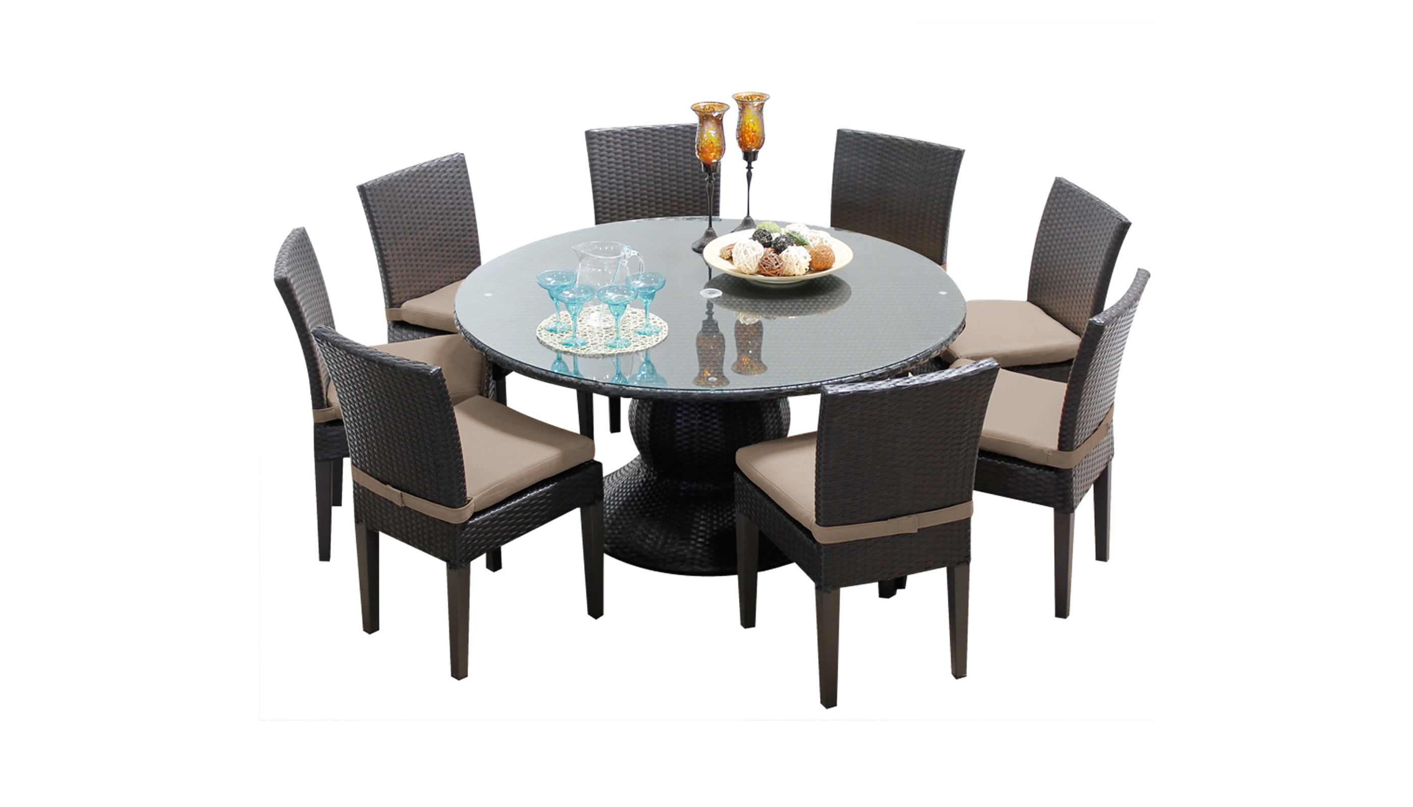 Napa 60 Inch Outdoor Patio Dining Table with 8 Armless Chairs
