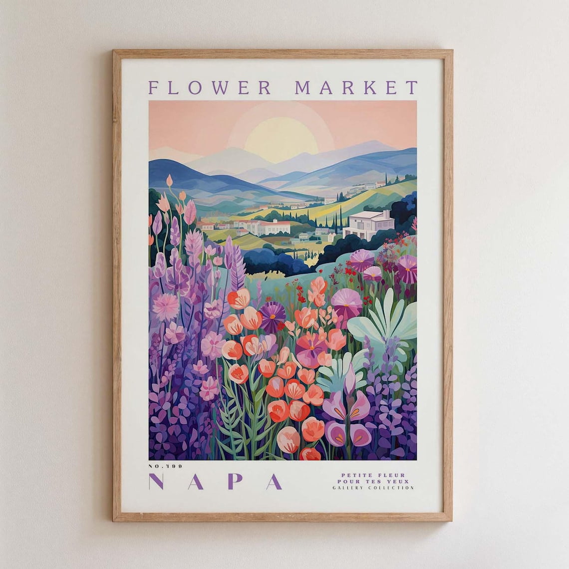 Napa California Flower Market Wall Art Print, Wine Country Botanical ...