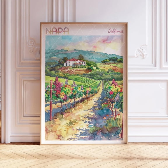 Napa California Usa Pastel Travel Poster, Unframed Size 24x36