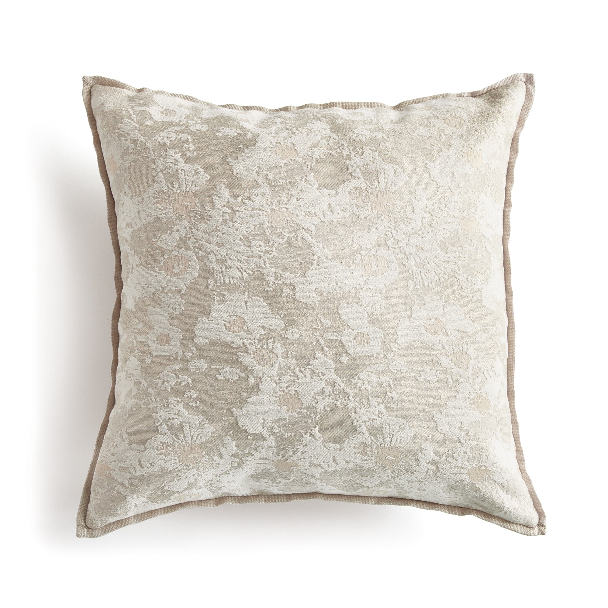 Sofia 24" Square Beige and Gray Jacquard Indoor-Outdoor Pillow