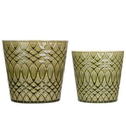 Napa Home & Garden Set of 2 Green Geometric Patterned Planters 6.5