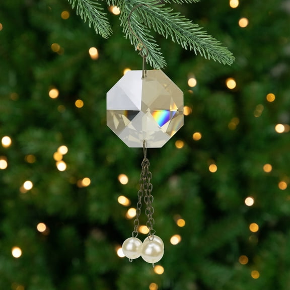 6.75" Gold Vintage Crystal and Pearl Dangling Tassel Christmas Ornament