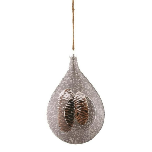 7.5" Dangling Pine Cones in Frosted Teardrop Christmas Ornament