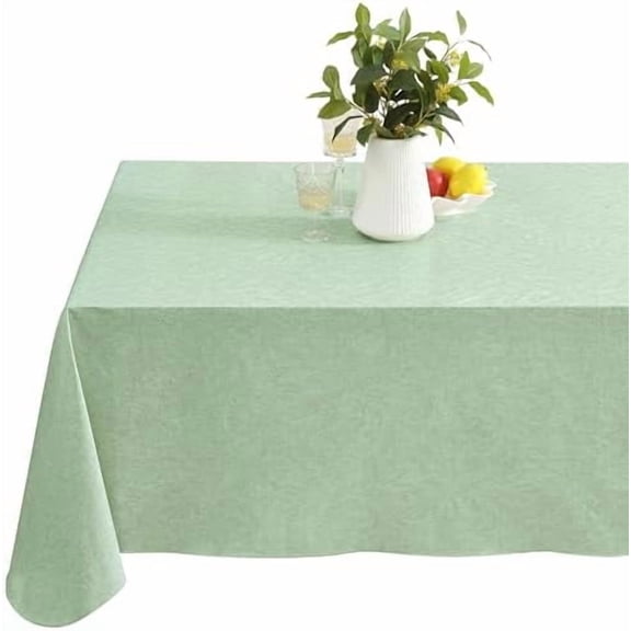 Napa Leaf Sage Green Vinyl Flannel Backed Tablecloth, 52 x 52 Inch Square, Hotel Quality Waterproof Indoor Outdoor Table Cover for Kitchen, Patio, Dining, BBQ