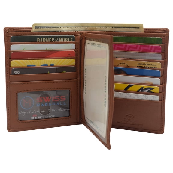 Napa Leather Hipster Bifold Wallet for Men With ID Window and RFID Blocking