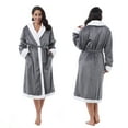 thumbnail image 1 of Napa Plush Warm Bathrobe Micro Fleece Spa Robe 48" Sleepwear with Sherpa Trim and Pockets Grey, 1 of 7