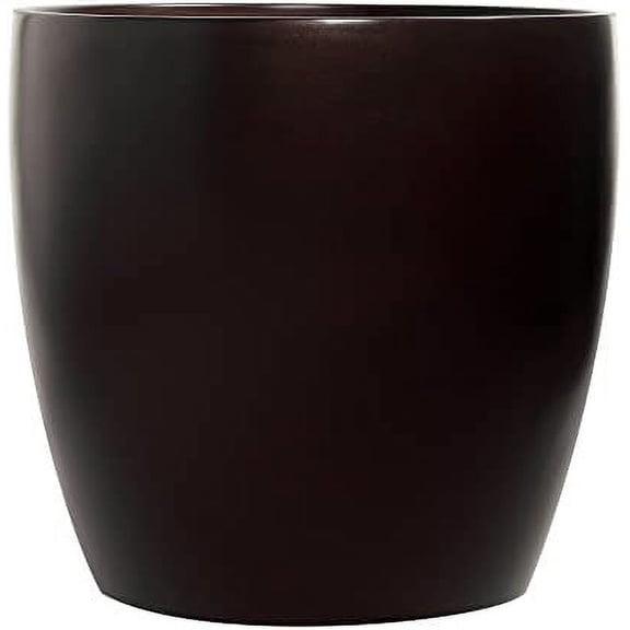 Napa Round Cylinder Fiberglass Planter, Brown, 13.5 Inch$$Garden & Patio