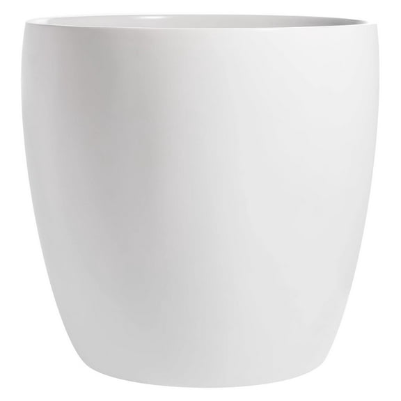 Napa Round Cylinder Fiberglass Planter, White, 15.5 Inch
