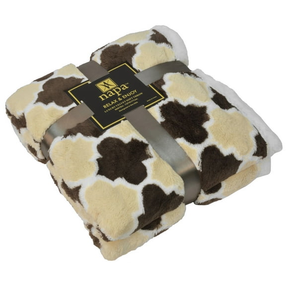 Napa Soft Plush Fleece Throw Blanket 50”x 70” Microfiber Moroccan Lightweight Warm Bed Sofa Couch Brown