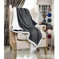 thumbnail image 1 of Napa Super Soft Micro Fleece Sherpa Bed Throw TV Blanket 50" x 60" Reversible Grey, 1 of 6