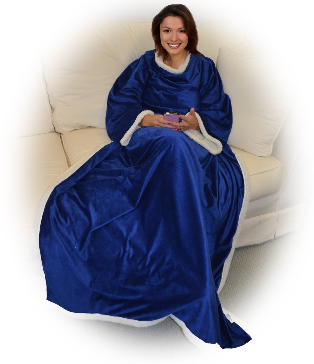 Throwing Robe Napa Super Soft Warm Micro Plush TV Blanket with Sleeves for Women and ...