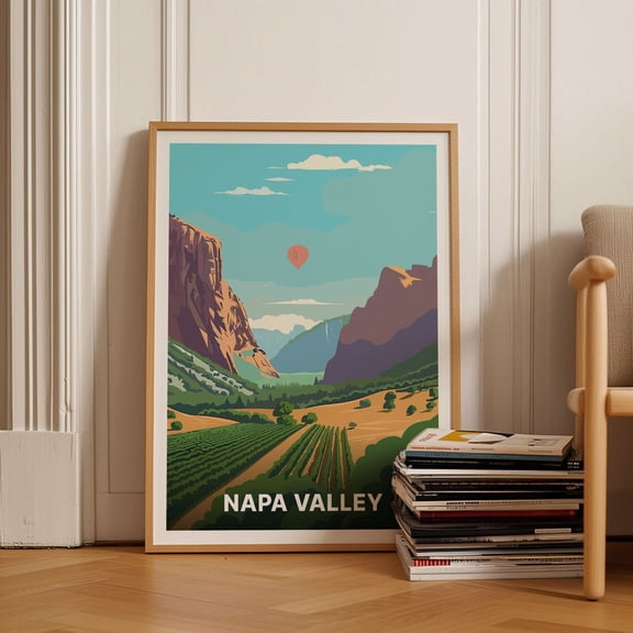 Napa Valley Travel Poster, California Vineyard Art, Wine Lover Decor, Scenic Wall Art For Home And Office Wall Art, Modern Wall Decor, 8x12 UNFRAMED