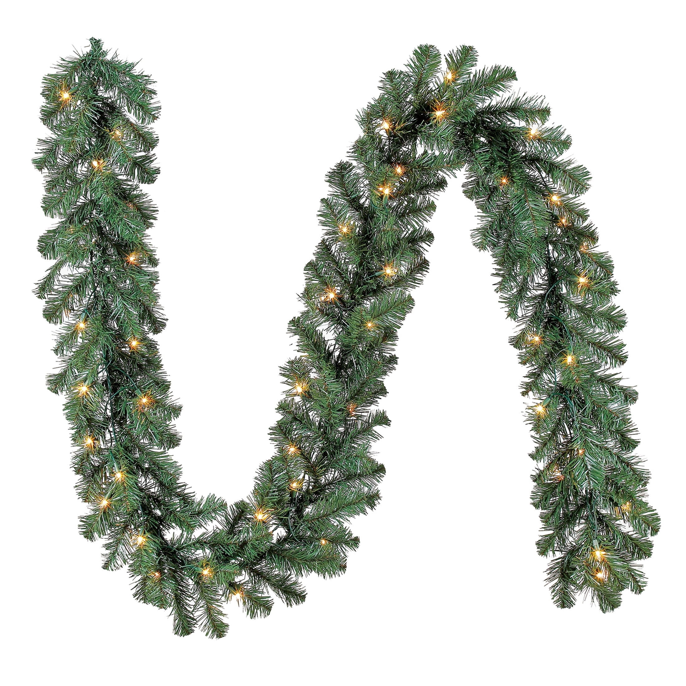 Napa Pre-Lit Warm White LED Artificial Christmas Garland, Green, 9', by Holiday Time