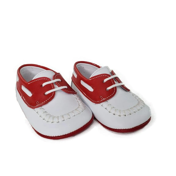 Napa White and Red Moc Pre-walker Shoes-Toddler Boy Shoes