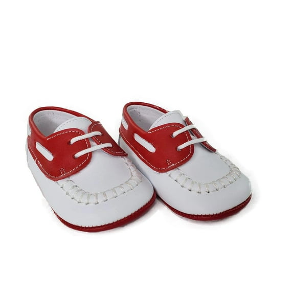 Napa White and Red Moc Pre-walker Shoes-Toddler Boy Shoes
