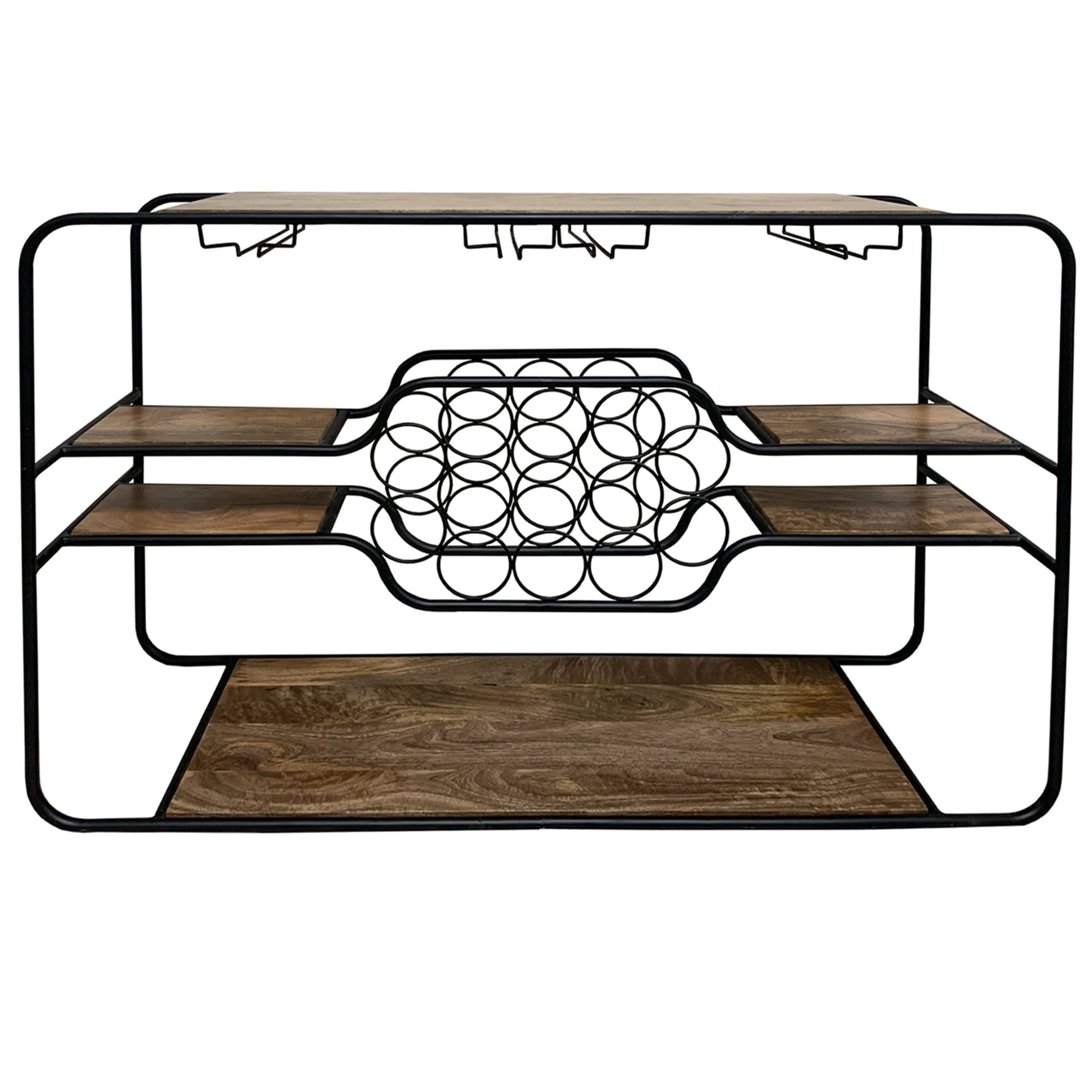 Napa Two-Tone Mango Wood and Iron Wine Rack Console Table