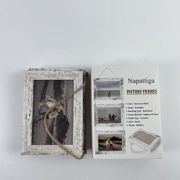 Napattiga Picture frames,Wall Hanging Frame 5 x 7 Inch Collage 3 Picture frames, Horizontal Collage White Triple Frame Made to Display 4 x 6 inch Photos for Wall Wecoration, Set of 3