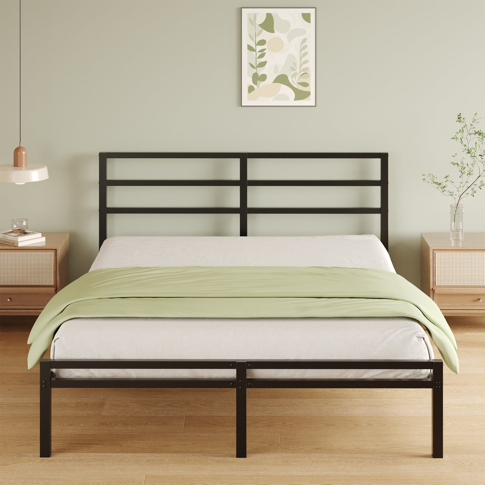 Napcenter 12 inch King Size Bed Frame with Headboard and Footboard, Metal Platform No Box Spring Needed, Easy Assembly, Black