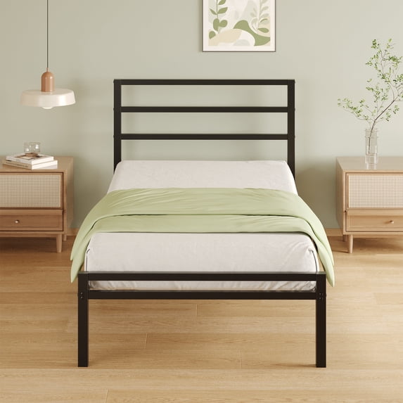 Napcenter 12 inch Twin XL Bed Frame Platform with Headboard and Footboard, Heavy Duty, No Box Spring Needed, Easy Assembly, Black