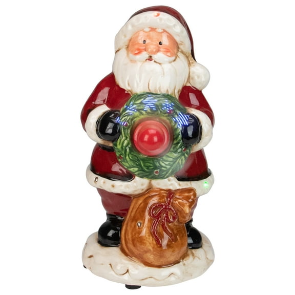 10.25" LED Musical Indoor Santa Tabletop Christmas Wreath Fan Figurine
