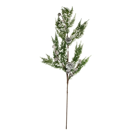 Napco 34'' White and Green Pine Cones Glittered Artificial Christmas Spray