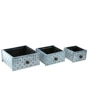 Napco 8.75 Checkered Square Indoor Drawer Planters 3pc - Blue/White