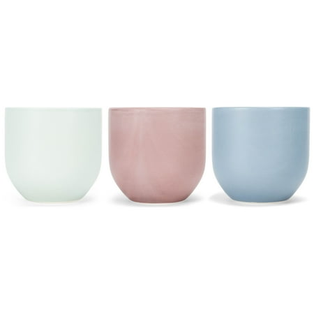 Napco Assorted Matte Finish 3.5 Inch White Red Blue Ceramic Flower Pot Planter Set of 3