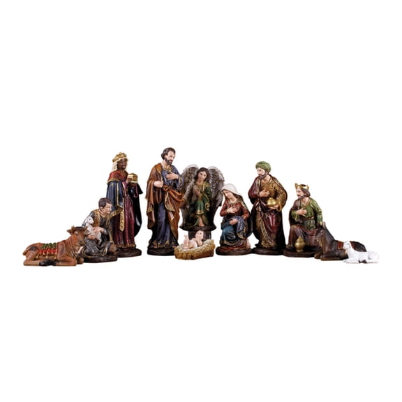 Napco Large 11 Piece Resin Traditional Holiday Decor Christmas Nativity Set