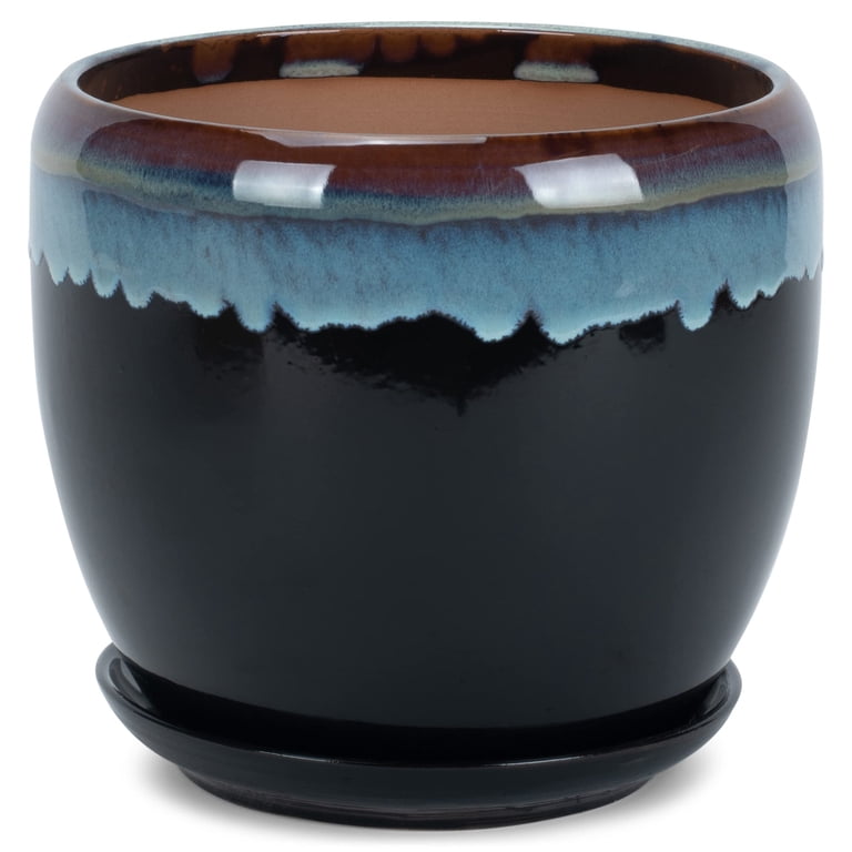 NAPCO 5.25" x 6" x 6" Cobalt Blue Ceramic Plant Pot with Saucer -  Walmart.com