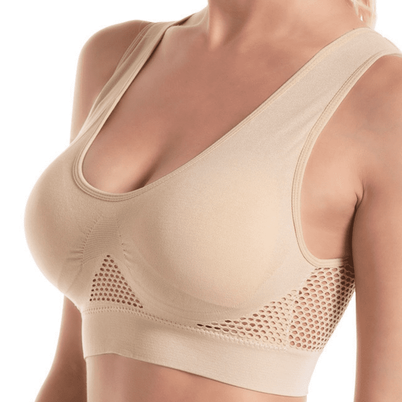 Ladies Comfortable Sexy Front Buckle Molding Cup Adjustable Straps No Steel  Ring Bra Underwear Plus Sized Sports