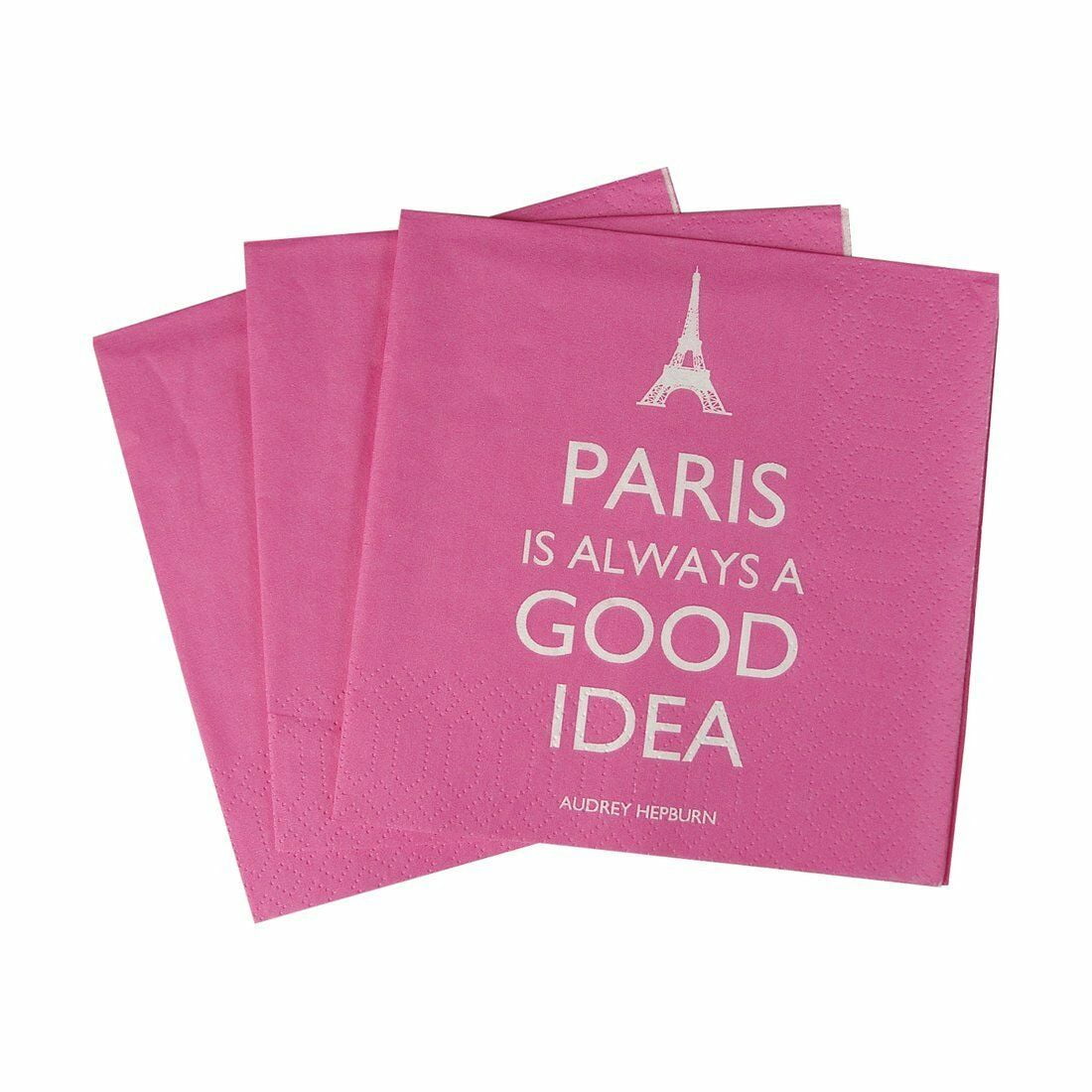 PAPERPRODUCTS DESIGN Napkin-Beverage Size - "Paris Is Always A Good Idea" - pkg of 20, 3-ply napkin
