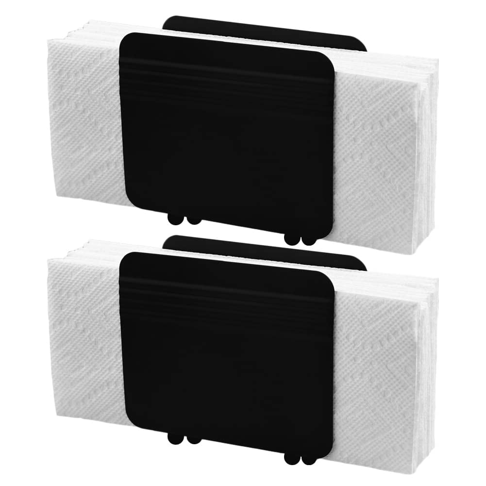 Napkin Holder, 2 Pack Paper Napkin Holders Tissue Dispenser Matte Black Finish for Kitchen ...