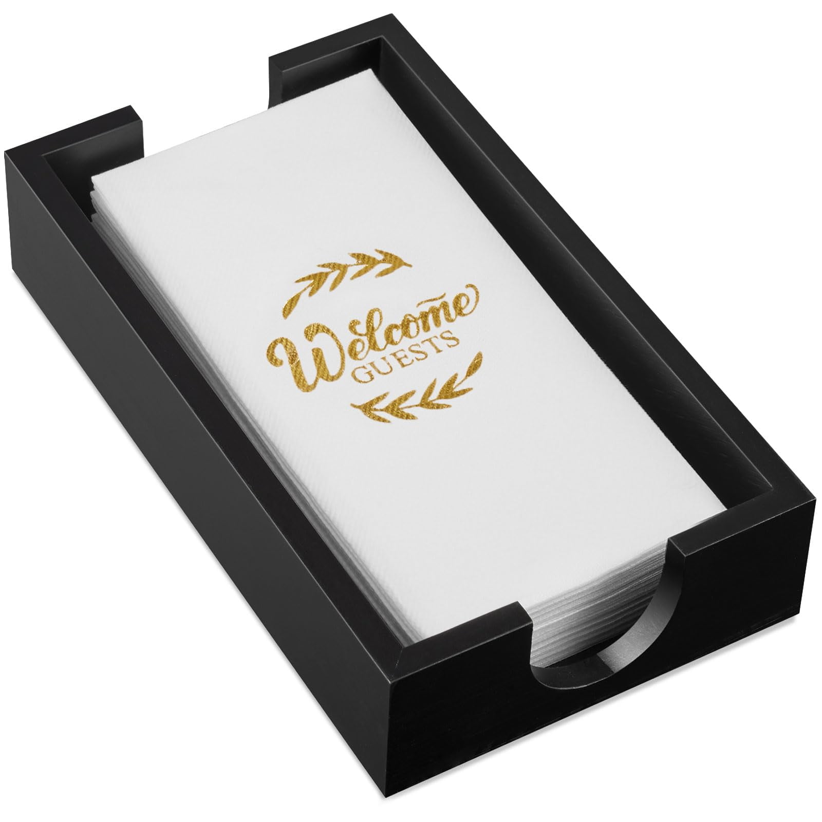Modern Iron Napkin Holder Tray For Table Or Bathroom - Black Flat Paper Towel Dispenser, Rustic Decor