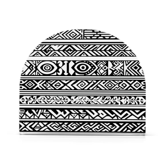 Napkin Holder Black Tribal Patterns Thick U Shape Acrylic Non Slip Space Saving for Kitchen